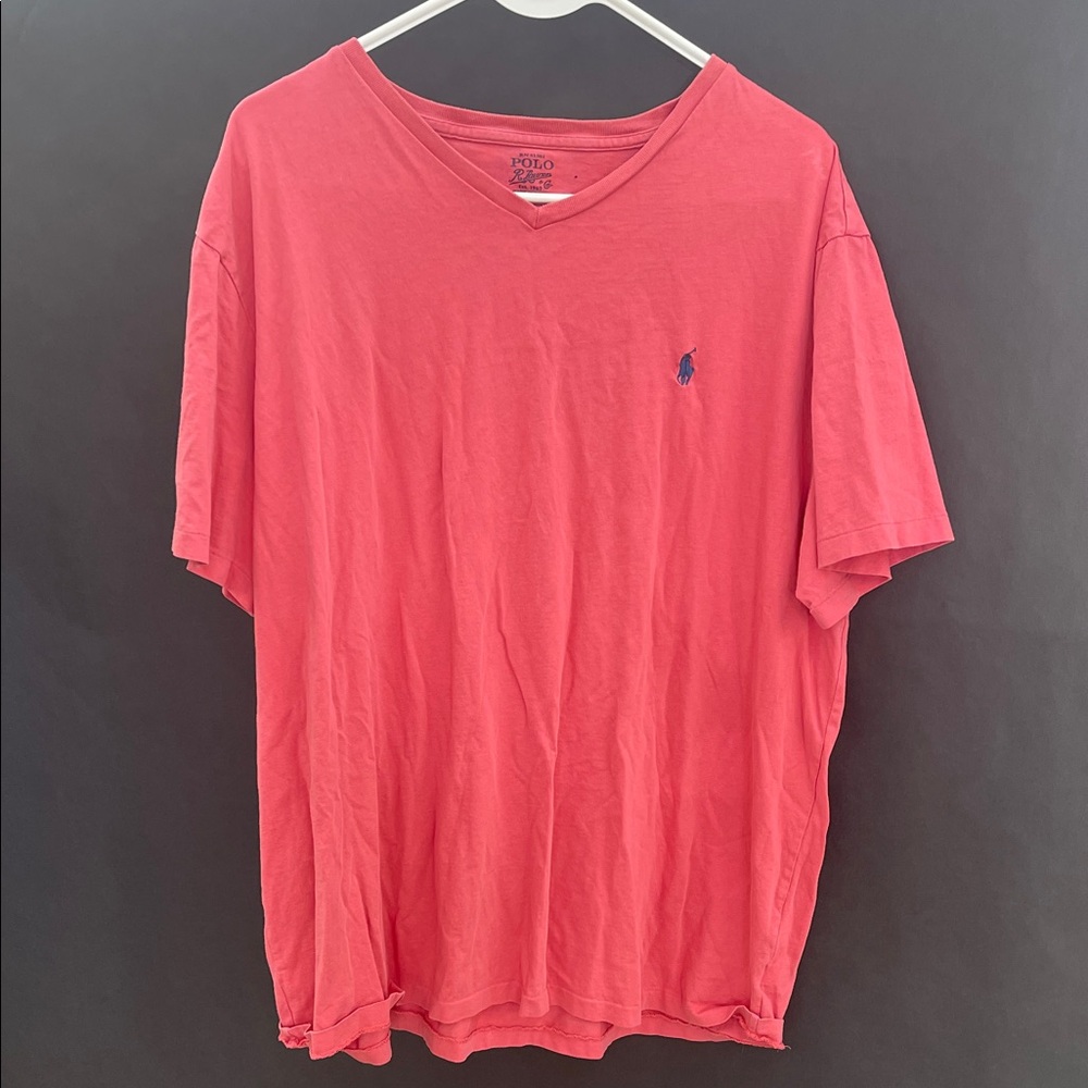 Polo by Ralph Lauren Men's Pink V-Neck Tee
